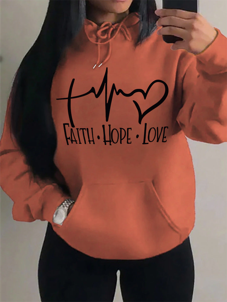 Faith Hope Love Letter Graphic Women Hoodie - cas7m