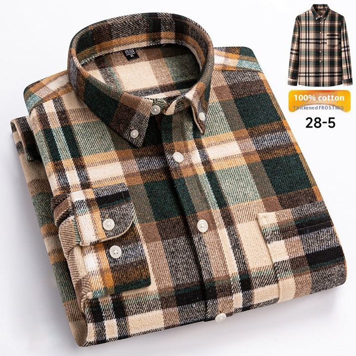 Retro Plaid Long Sleeve Casual Men's Clothing Shirt - cas7m