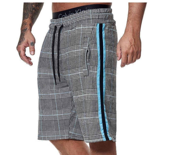 Check Striped Fashion Slim Shorts Beach Pants Men - cas7m