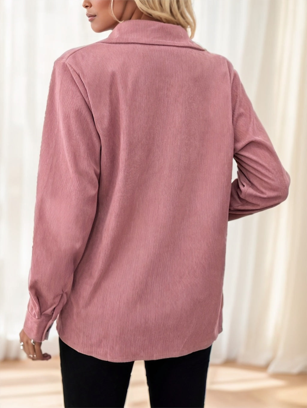 Button Front Flap Pockets Jacket - cas7m