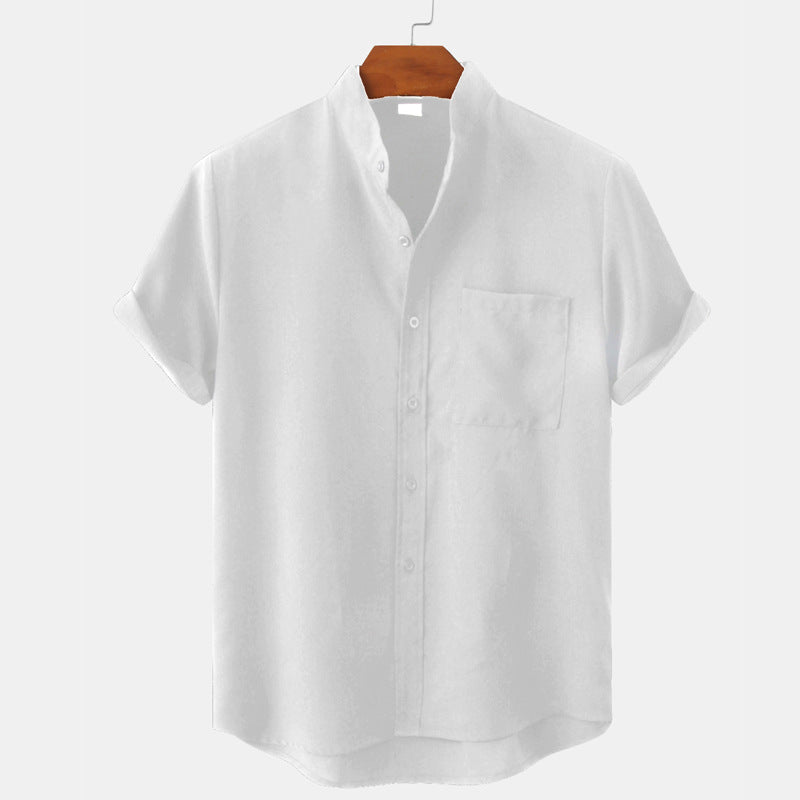 Men's Solid Color Casual Shirt With Pocket - cas7m