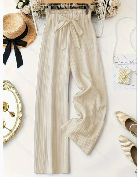Women's Solid Color Belt Casual Pants - cas7m
