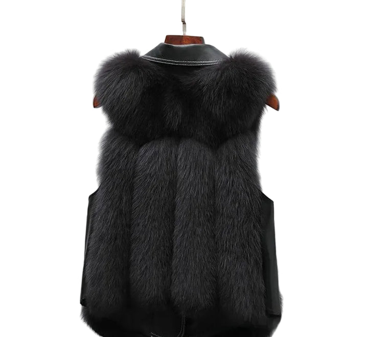 Warm Leisure Stitching Women's Fur Vests - cas7m