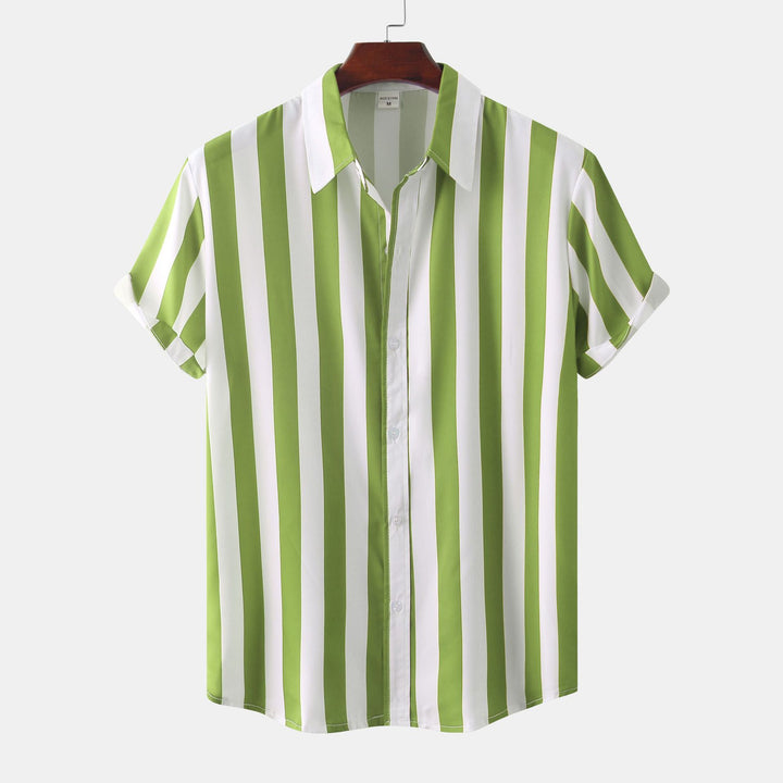 Men's 3D Printed Short Sleeve Turn Loose Shirt - cas7m