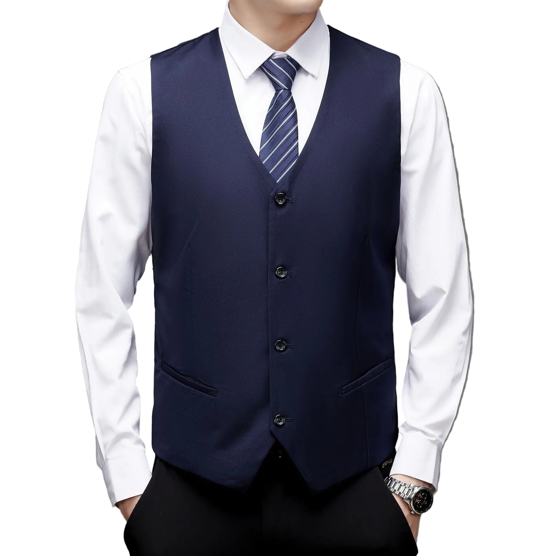 Black Slim-fitting Work Clothes Men's Suit Vest Business Wear - cas7m