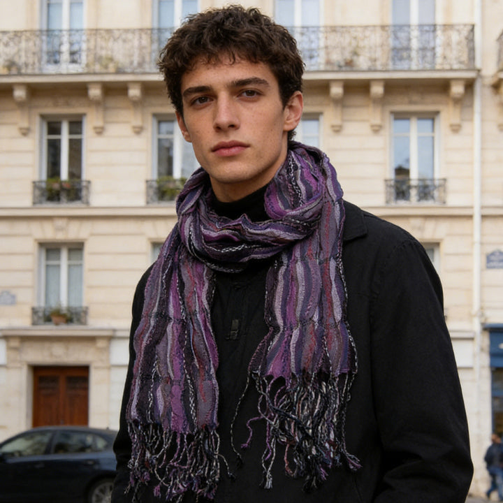 2pcs Royal Purple Jacquard Pattern Scarf,Regal Textured Scarf ,Luxe Look For Evening Wear,Scarf,vacation,daily Life,evening Party,Office Appropriate Subtlety For Women Men - cas7m