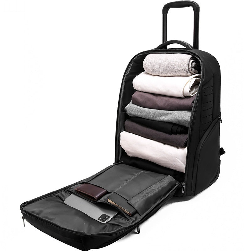 Elite Business Travel Trolley Backpack - Durable Polyester, 20-35L Capacity - cas7m