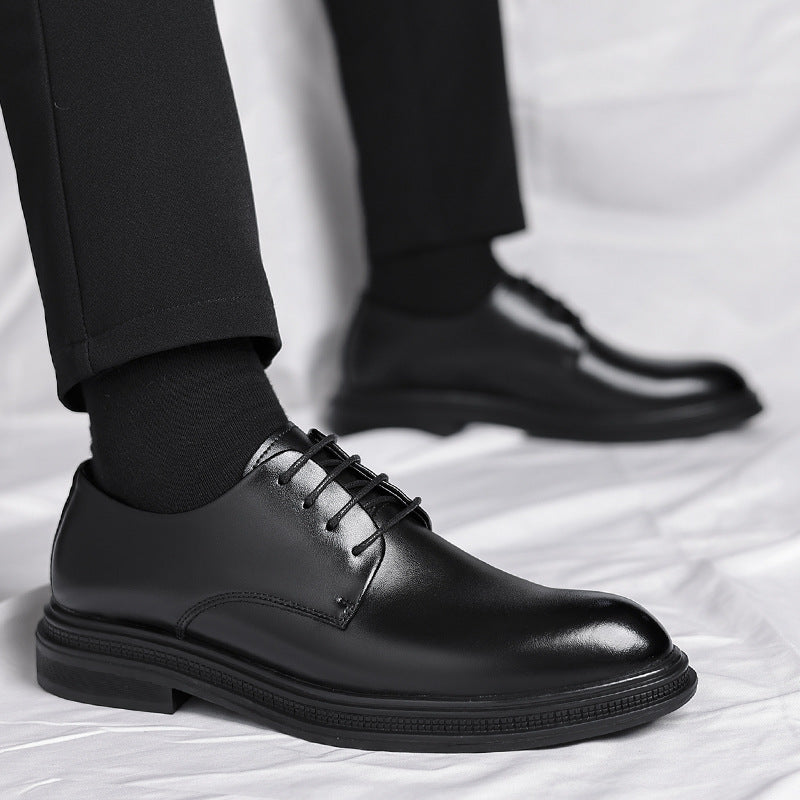 Business Formal Wear British Commuter Leather Black Leather Shoes - cas7m
