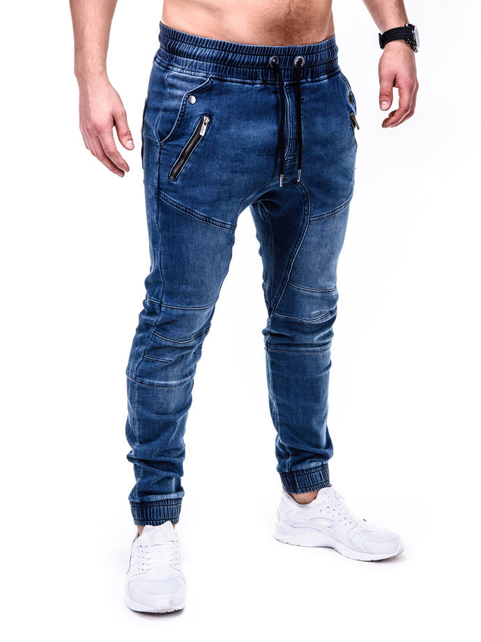 Washed Denim Casual Pants Bunch Jeans - cas7m