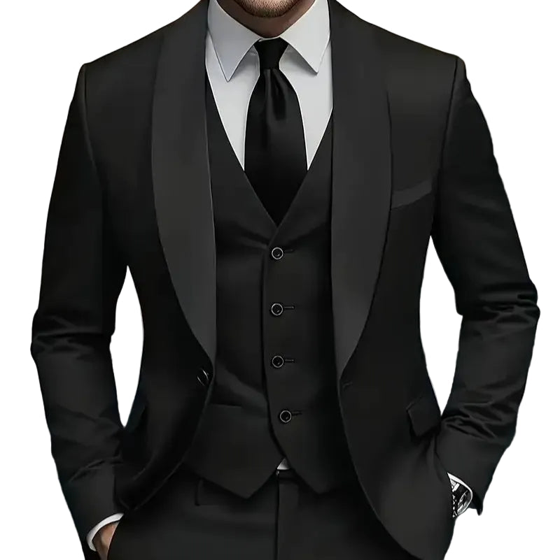 Mens Business-Casual Three-Piece Suit Korean-Style Slim Fit - cas7m
