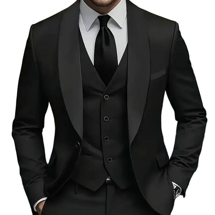 Mens Business-Casual Three-Piece Suit Korean-Style Slim Fit - cas7m