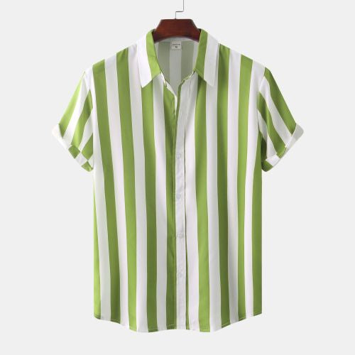 Men's 3D Printed Short Sleeve Turn Loose Shirt - cas7m