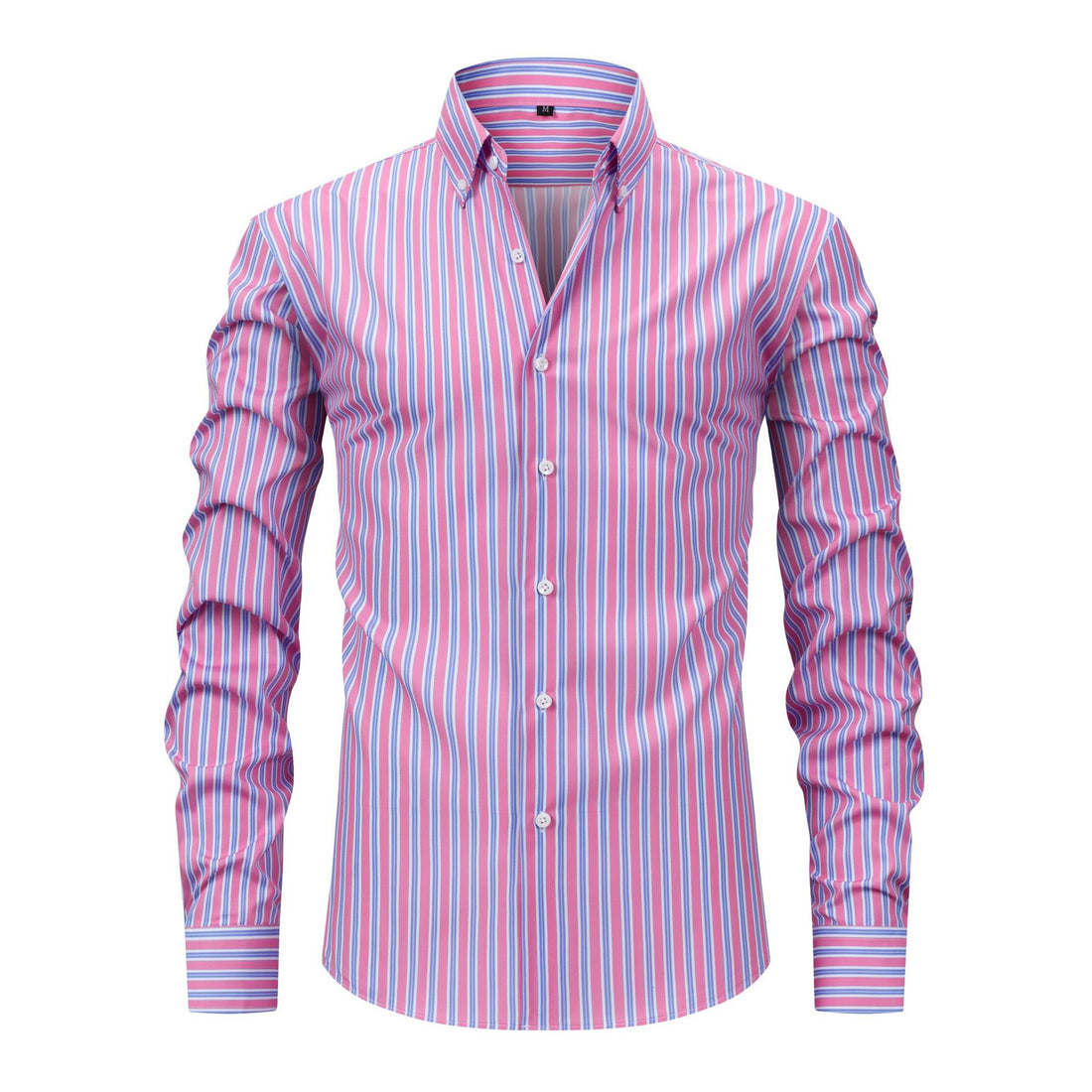 Men's Digital Printed Striped Long-sleeved Lapel Shirt - cas7m