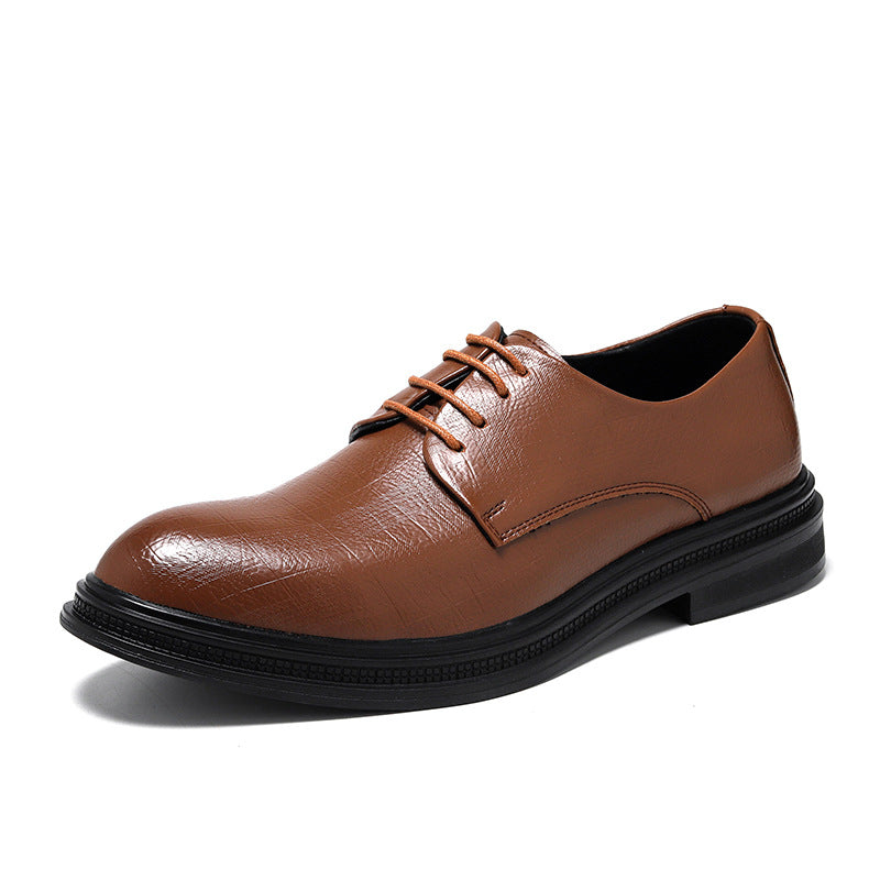 Business Formal Wear British Commuter Leather Black Leather Shoes - cas7m
