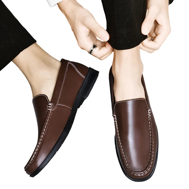 British Casual White Shoes Business Formal Wear Slip-on Hollowed-out Breathable Leather Shoes - cas7m