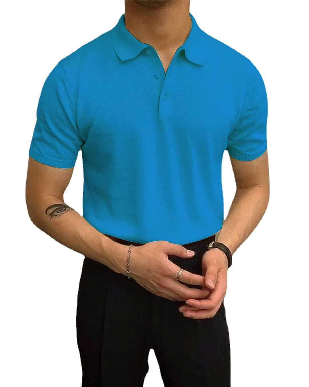 Men's Summer Lapels T-shirt Solid Color Casual - cas7m