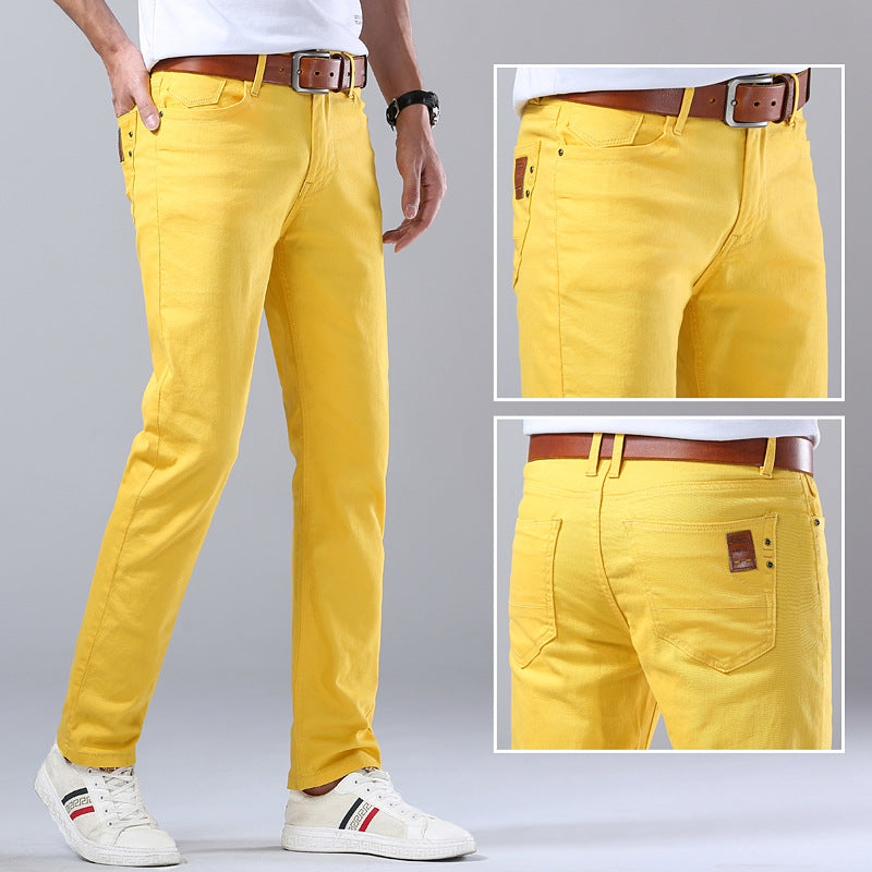 Casual Men's Slim Straight Stretch Colored Trousers - cas7m