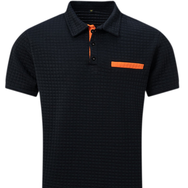 Button Jacquard Plaid Men's Sports Polo Shirt Men - cas7m