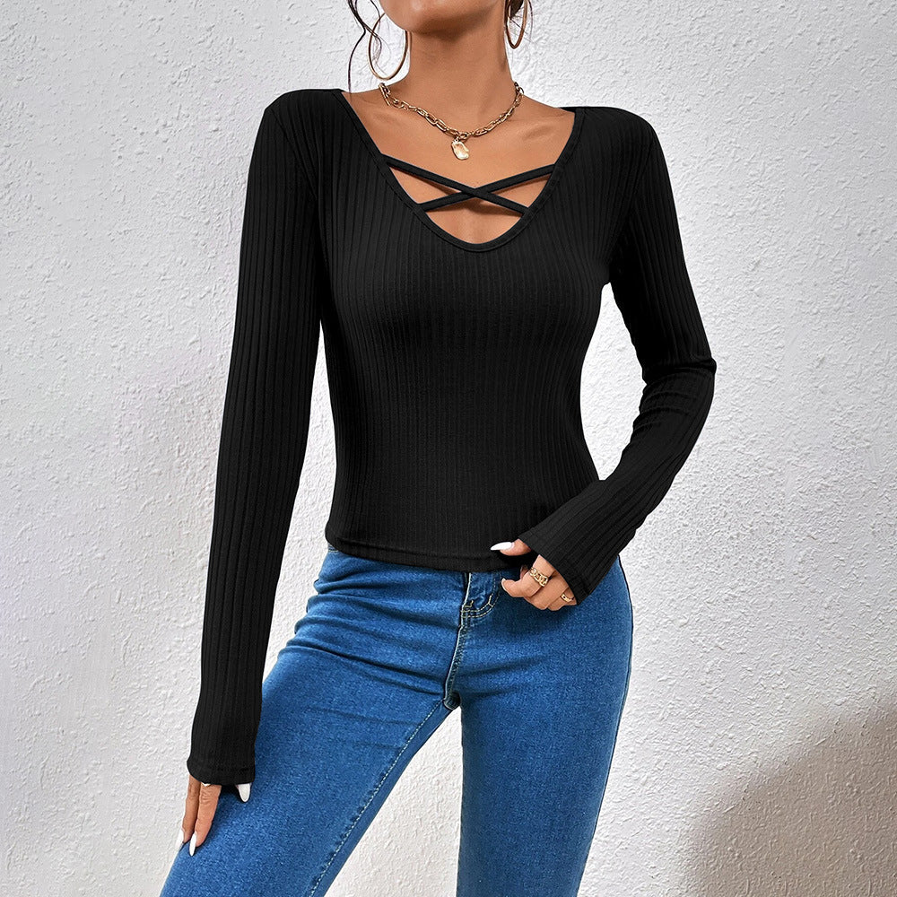 Slim Fit Slimming Long Sleeves Top For Women - cas7m