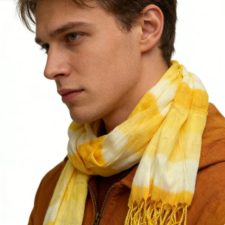 2pcs Sunshine Boho Scarf,Sunny Yellow Floral Pattern Printed Scarf - cas7m