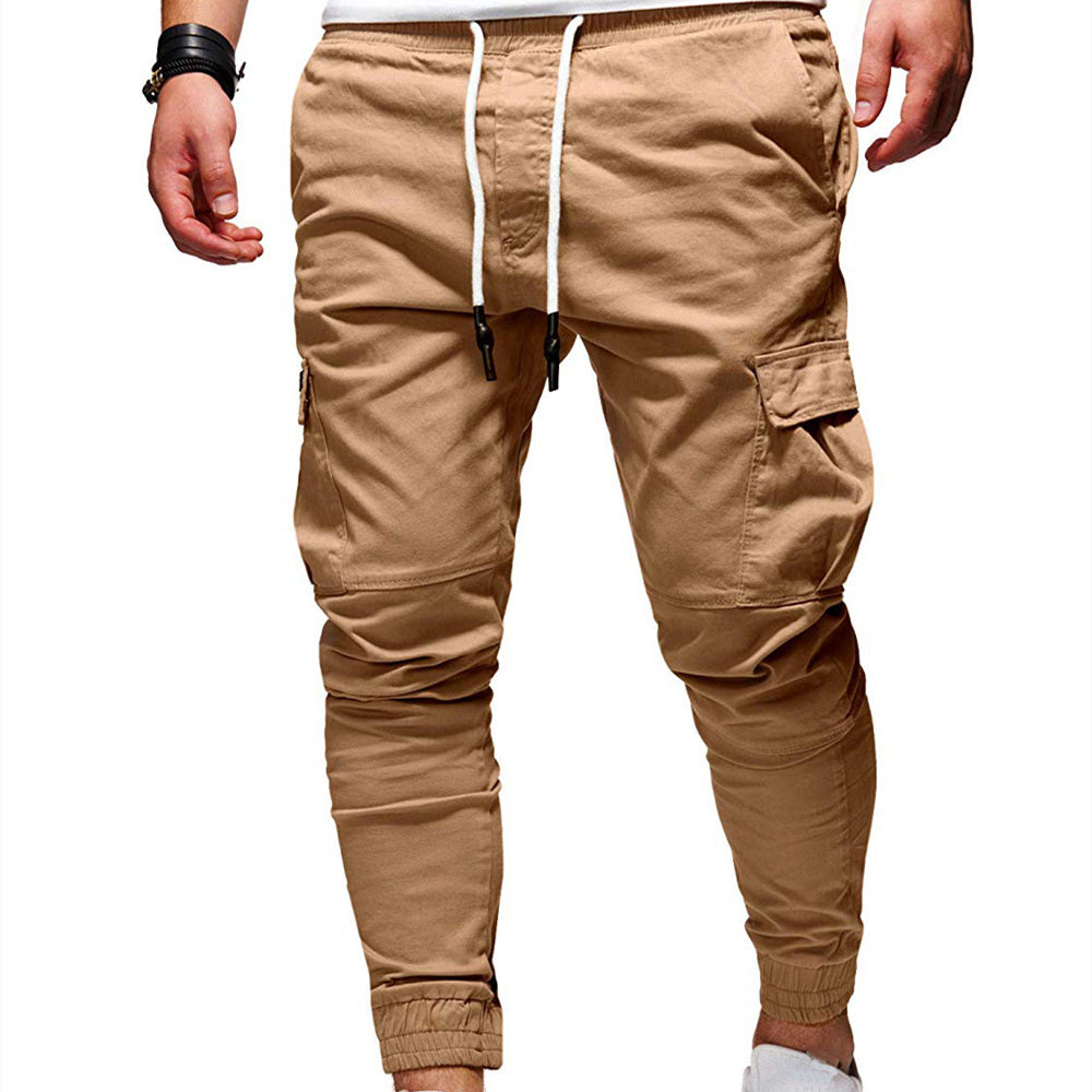 Tethered Elastic Sports Baggy Pants Long Casual Pants Jogging Pants - cas7m