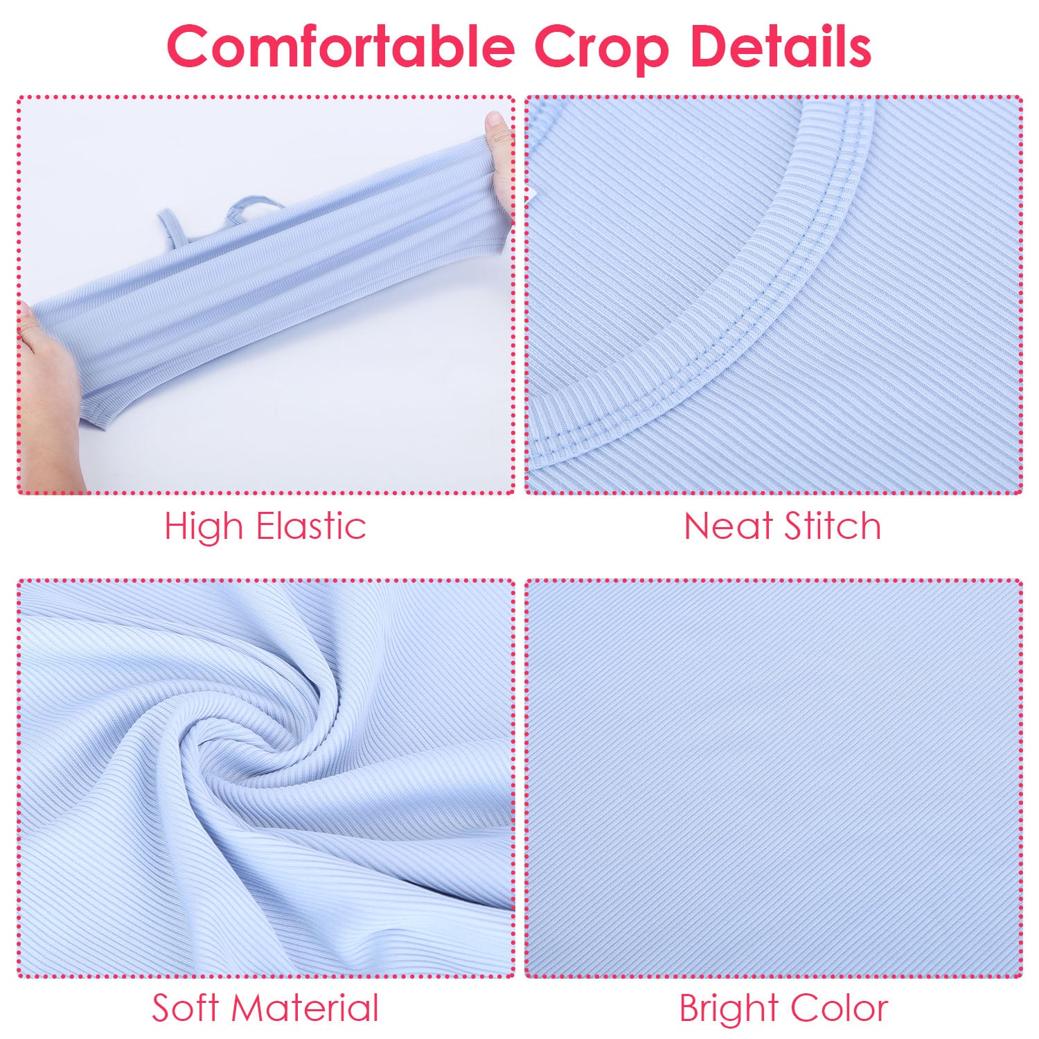 Vibrant Summer Knit Crop Top Set - 9 Colors, Soft & Stretchy - cas7m
