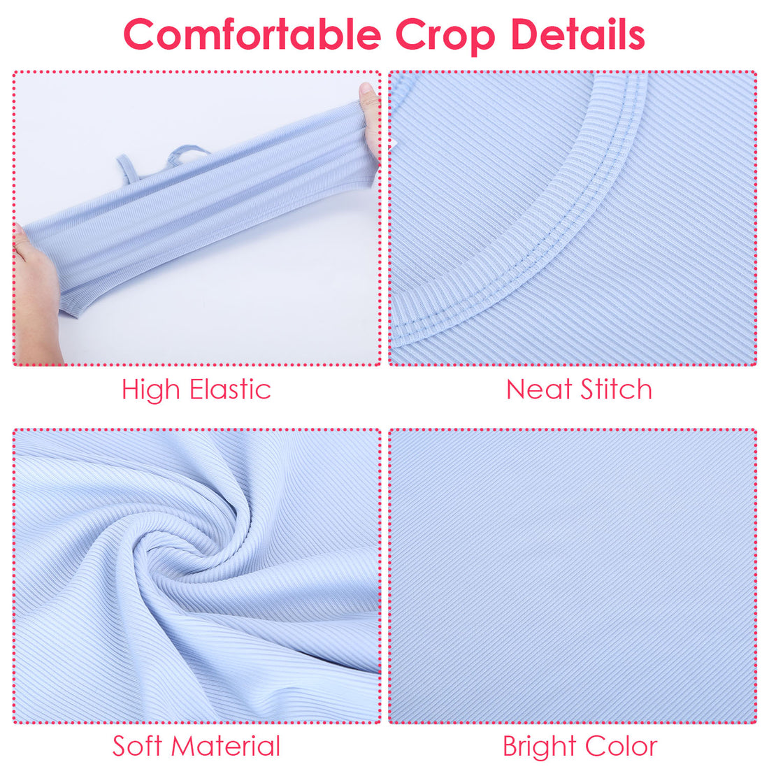 Vibrant Summer Knit Crop Top Set - 9 Colors, Soft & Stretchy - cas7m