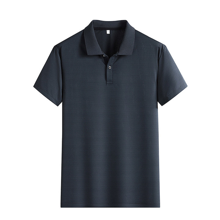 Men's Solid Color Short-sleeved Polo Shirt Ice Silk Men's Clothing - cas7m