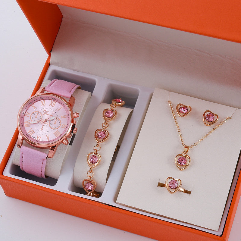 Ladies Graduated Belt Watch Jewelry Set - cas7m