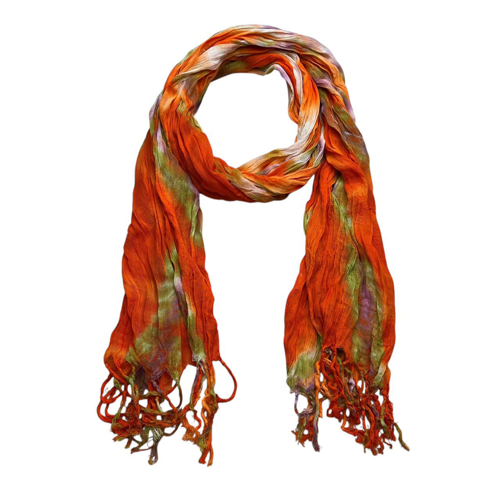 2pcs Lightweight Dress Scarf,Bold Orange Red Floral Pattern,pop To Neutrals,Versatile Everyday Scarf ,Pairs With All Casual Outfits,Office Appropriate Subtlety For Women Men - cas7m