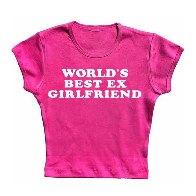 Letter Print Navel European And American Women's Clothing T-shirt - cas7m