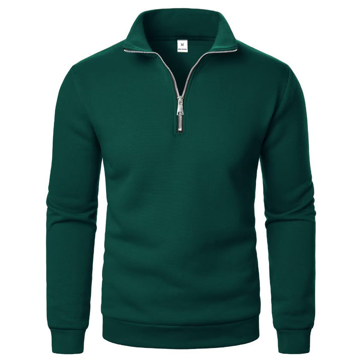 Men's Stand Collar Half Zip Casual Solid Color Long Sleeve - cas7m