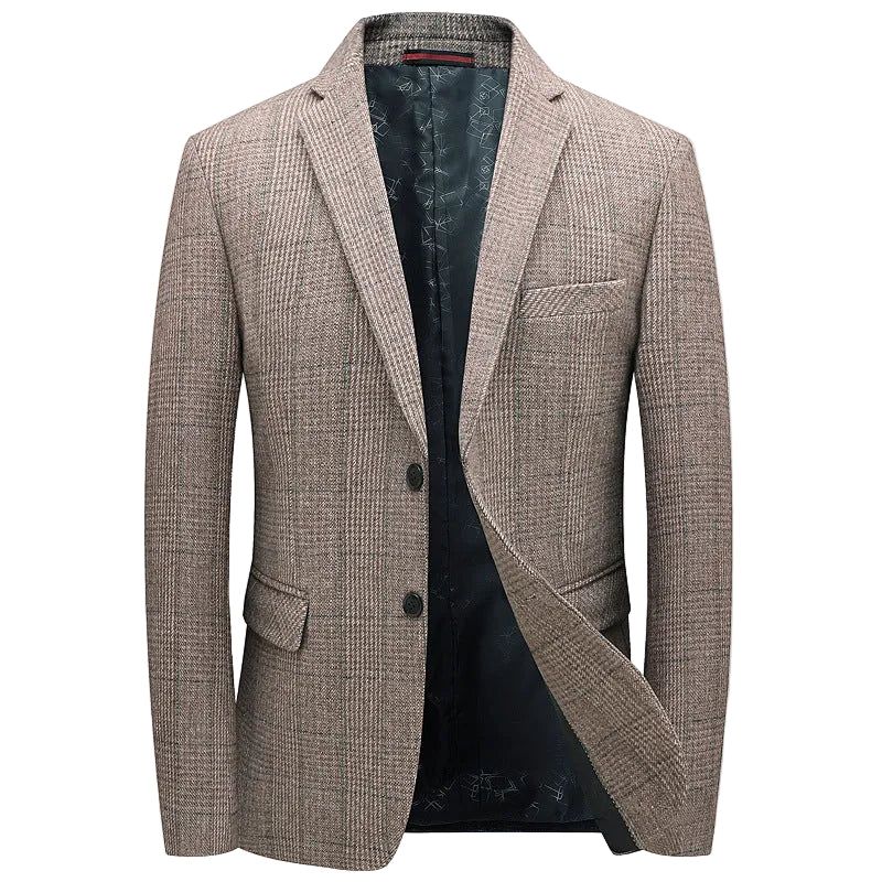 Brown checkered blazer on a white background