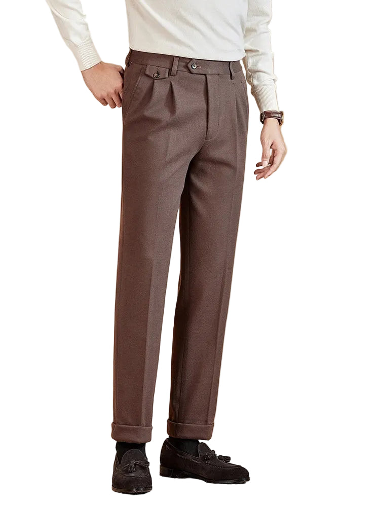 Mens Wool Suit Pants Thickened Straight-Leg Business-Casual Trousers - cas7m