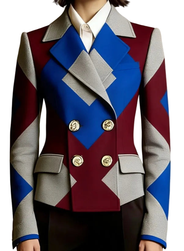 Women's Double-breasted Elegant Suit Jacket - cas7m