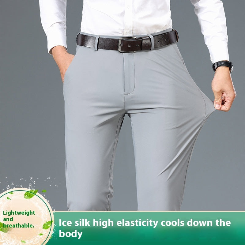 Men's High Elastic Jinammonia Ice Silk Casual Pants - cas7m