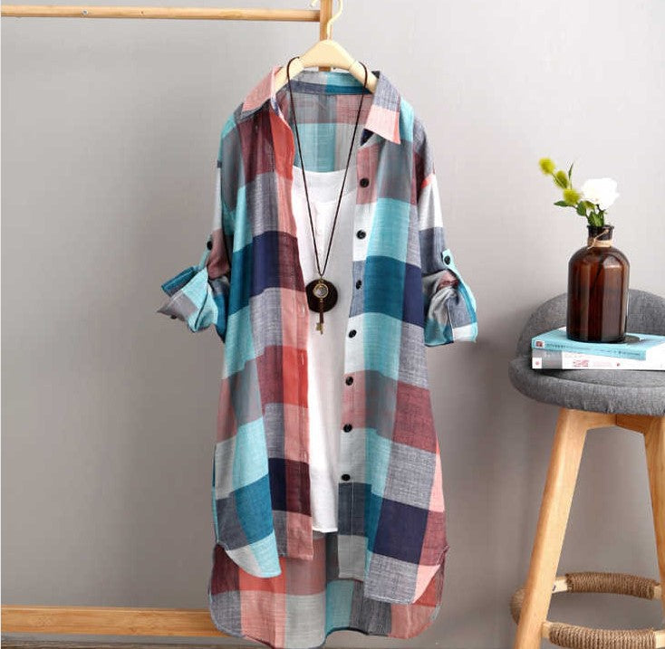 Korean Style Sun-protection Clothing Shirt Women's Mid-length Plus Size - cas7m