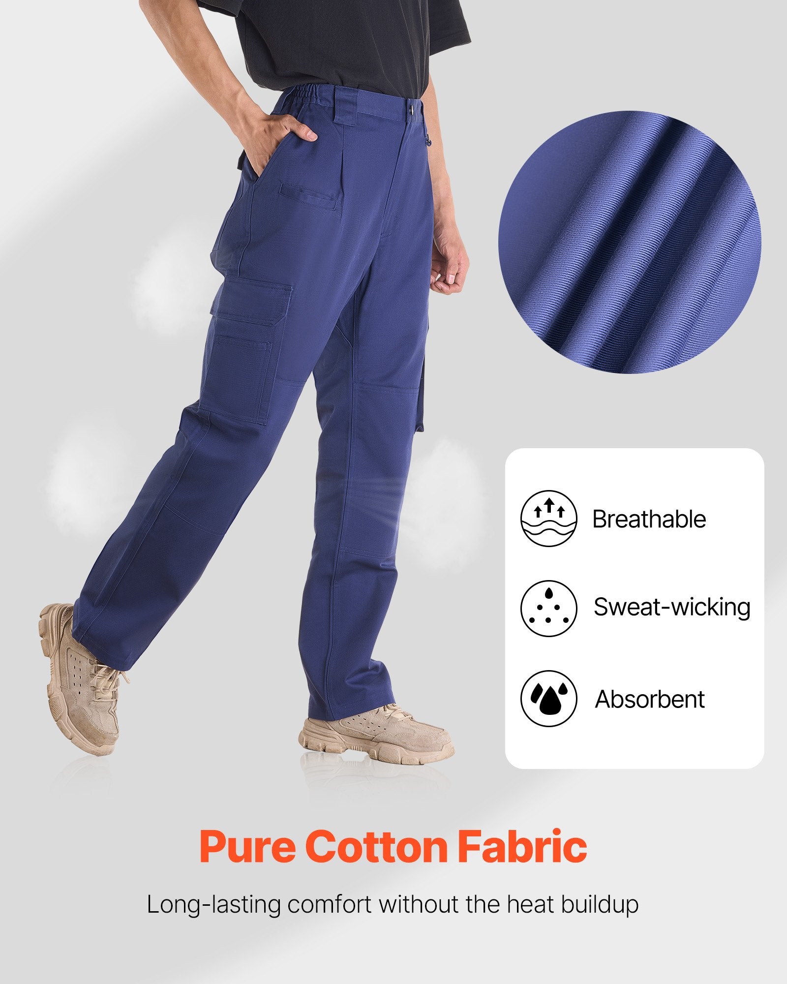 Men's Flame-Resistant Cotton Work Pants with Ergonomic Fit & Pockets - cas7m