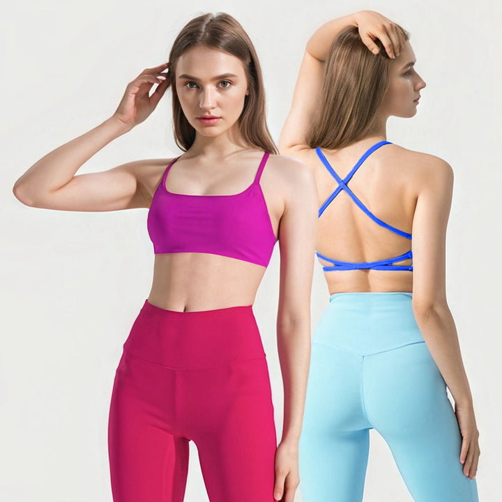 Strappy Cross Back Sports Bra: Breathable, Soft & Supportive - cas7m