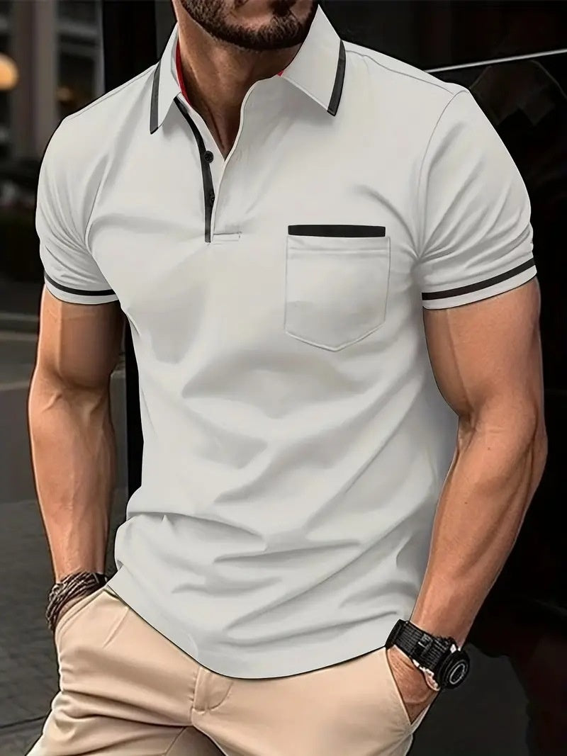 Summer Polo Shirt Button Pocket Men's Sports Polo Shirt - cas7m