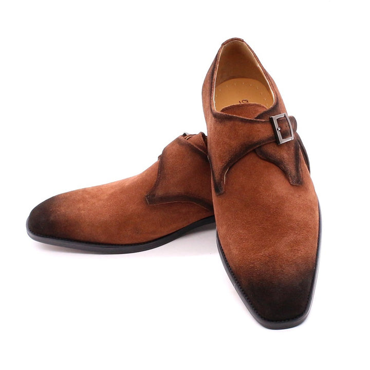 Suede Handmade Men's Shoes Leather Brown Business Casual Classic Retro - cas7m