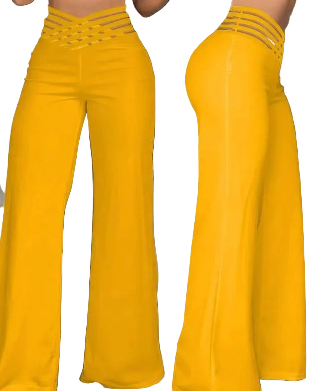 Hollow-out Belt Trousers Micro-flared - cas7m