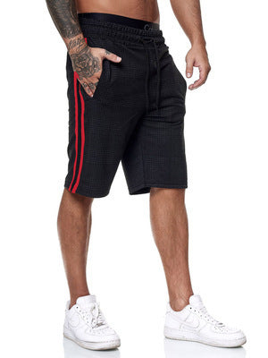 Check Striped Fashion Slim Shorts Beach Pants Men - cas7m