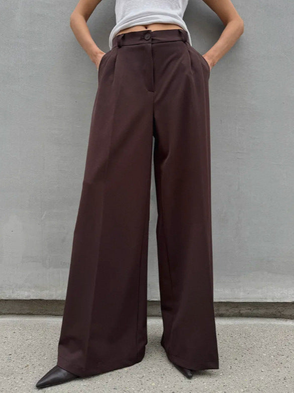 High Waist Mopping Commuter Draped Suit Pants - cas7m
