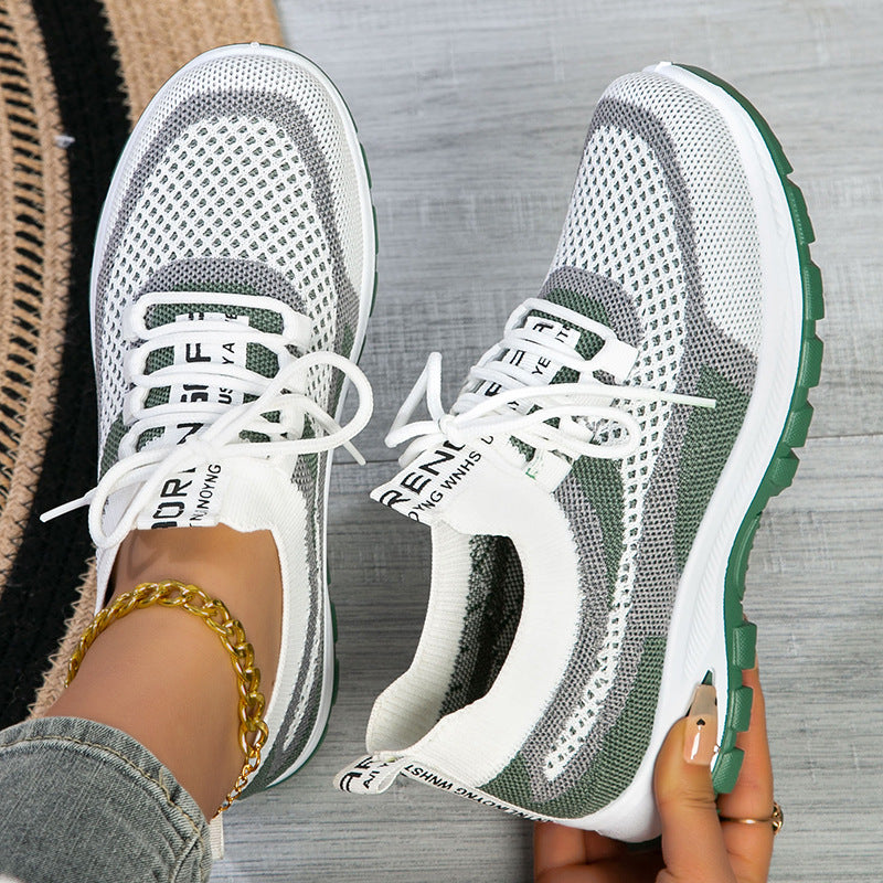 Women's Sporty Flyknit Mesh Shoes Low-cut Lightweight Casual And Versatile - cas7m