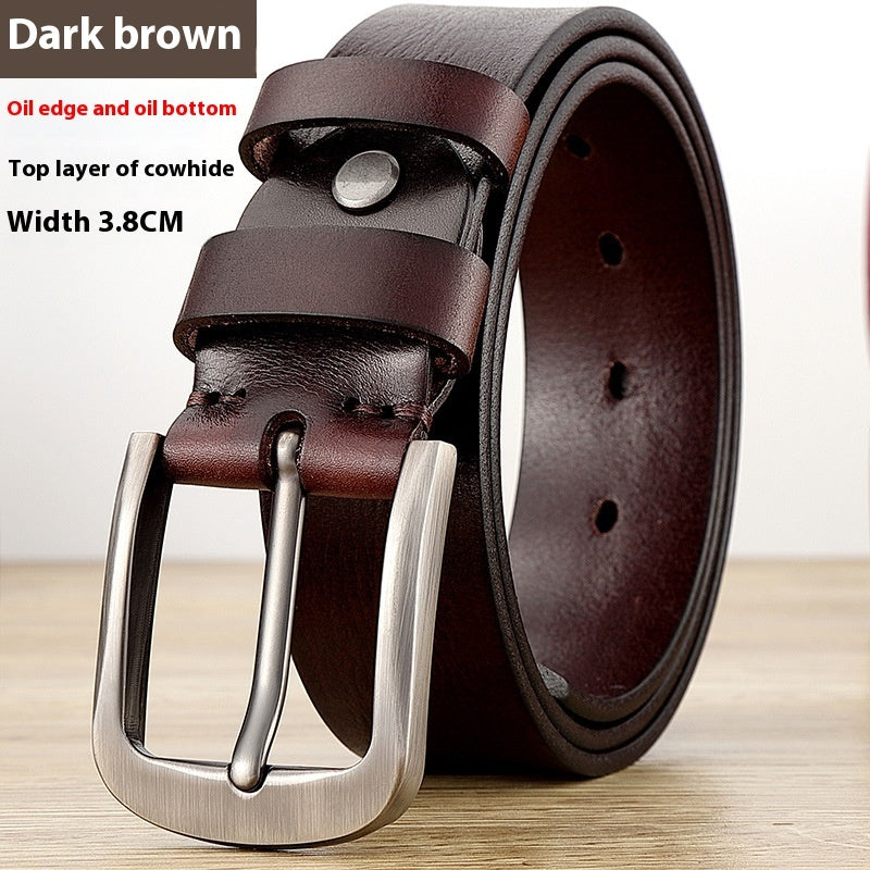 First Layer Cow Leather Belt Men - cas7m
