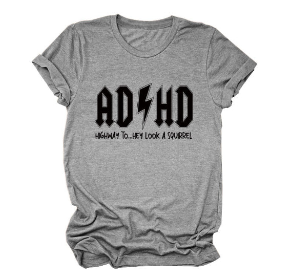 Letter Pattern Printed Women's Cotton T-shirt Short Sleeve - cas7m