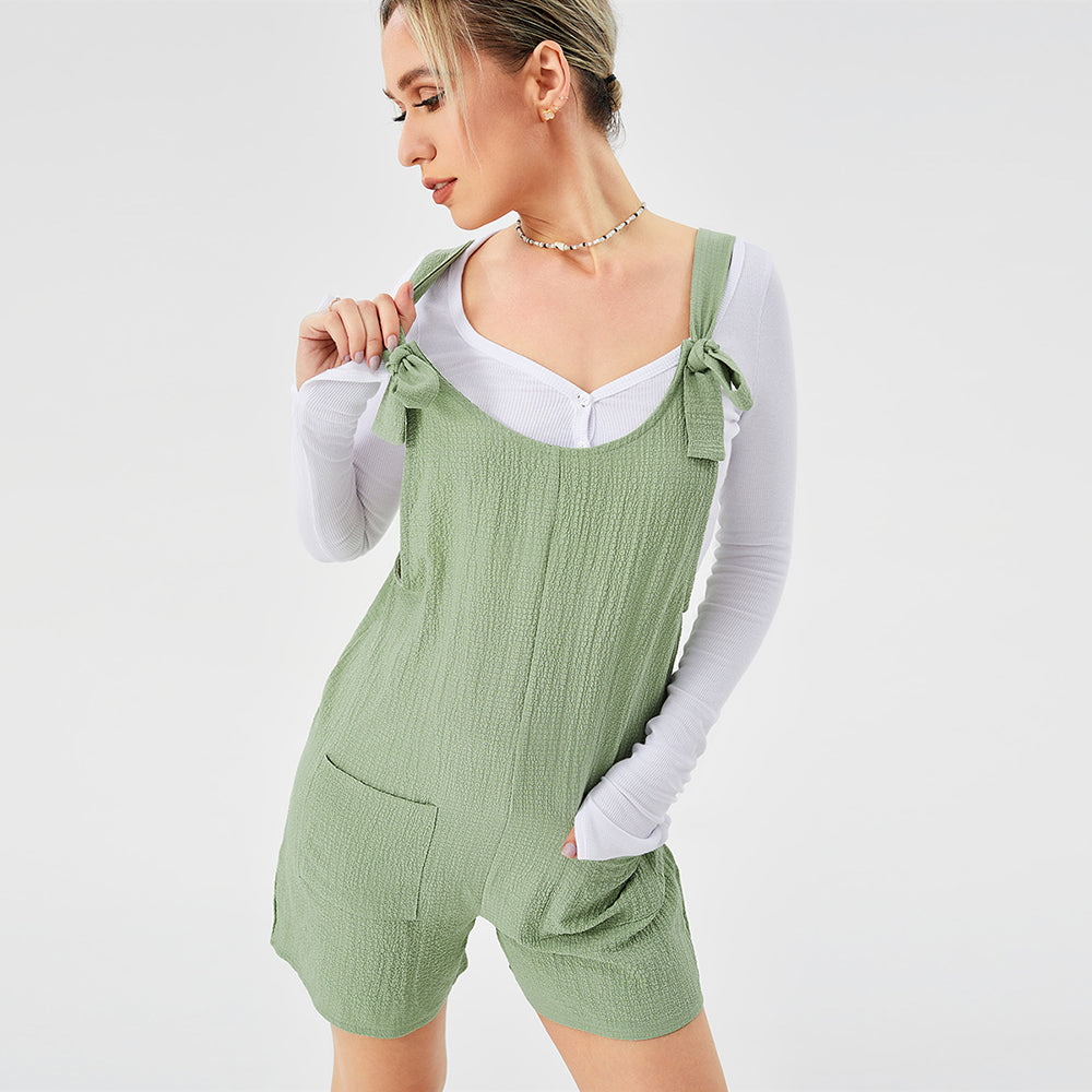 Casual Fashion Suspender Shorts Jumpsuit Strap Pants - cas7m