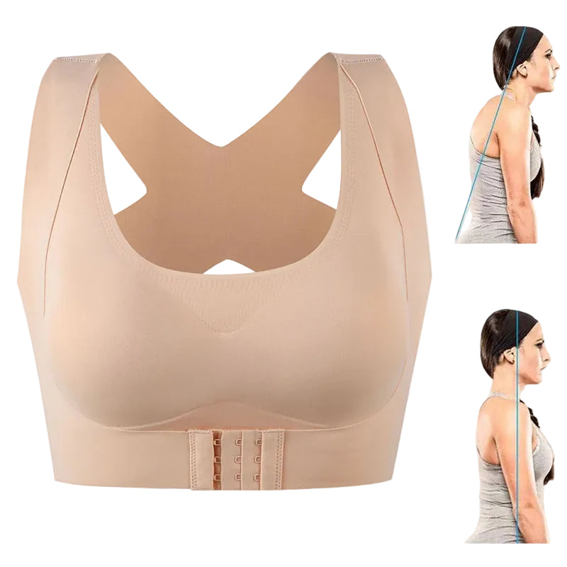 Posture Corrector Bra For Women  2-in-1 Breast Lifter & Back Support Front Closure Sports Shaper - cas7m
