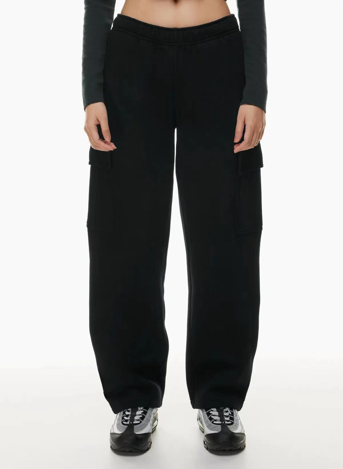Elastic-waist High Waist Wide-leg Ankle-length Pants - cas7m